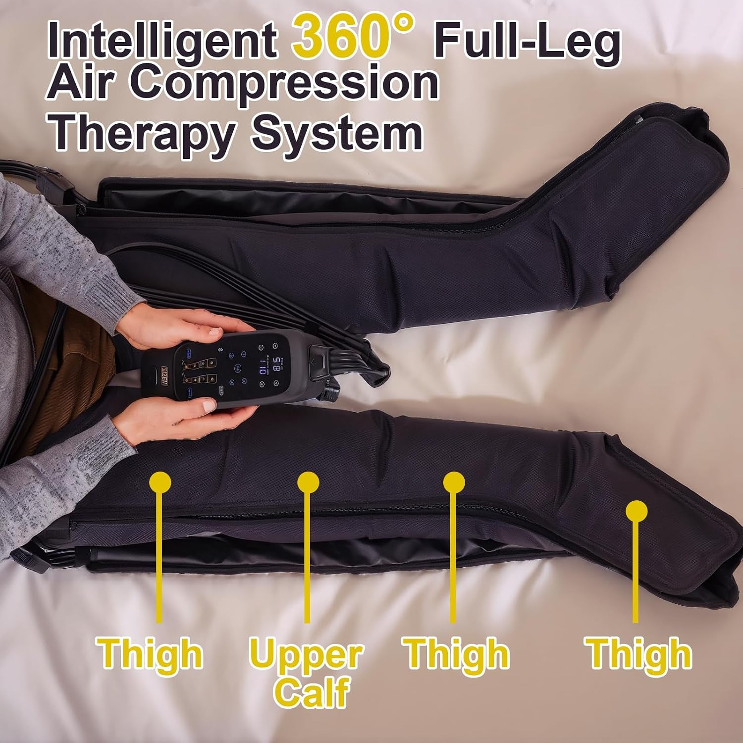 Air Compression Therapy System, Leg Massager for Pain and Circulation, Full Leg Recovery Boots Cordless Air Compression Boots, Fast Recovery Therapy for Athletes, M