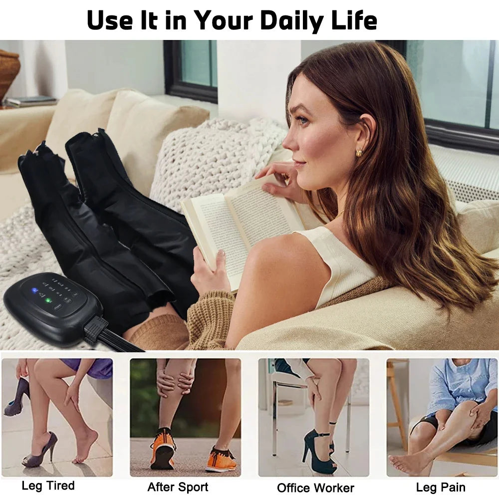 Pneumatic Compression Leg Recovery System Foot Massager for Circulation and Relaxation Calf Massage Reduce Muscle Tension Device