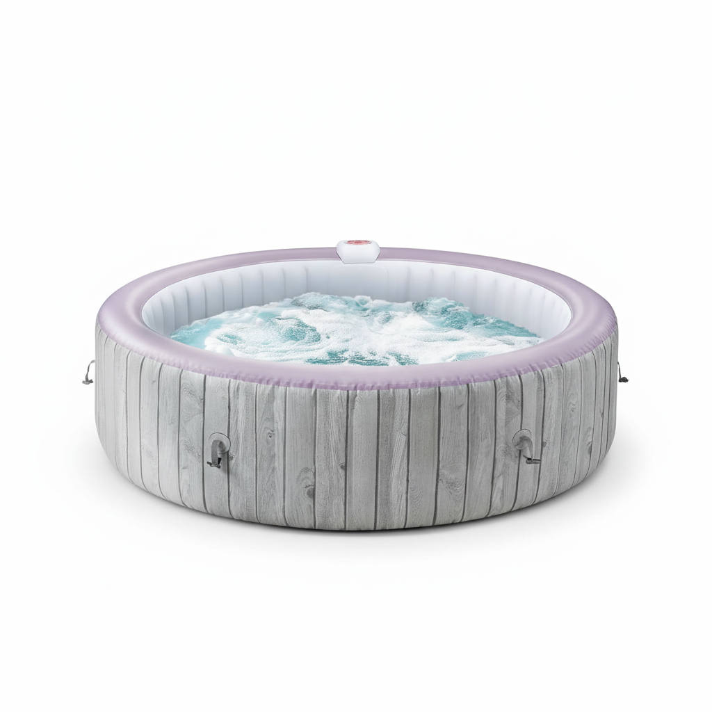 Hot Tub with Cup Holder, Outdoor Inflatable Home Spa, All-In-One Hot Tub W/Hidden Pump, 4 Filters, 82'' round Portable Pool for 6 Person W/130Pcs Jets